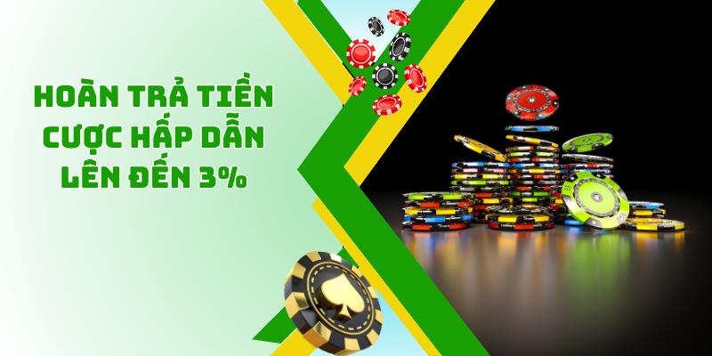 Hoàn trả tiền cược hấp dẫn lên đến 3%